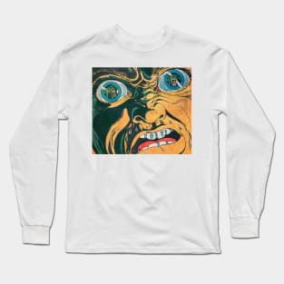 Comic Bulging Eyes with Ferocious Green Dog Long Sleeve T-Shirt